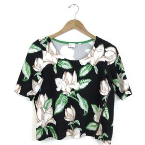 Floral Black and Green Women's Top